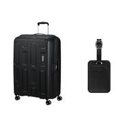 American Tourister Valigia rigida Ellipso 79 cm nera con etichette per bagagli, nero