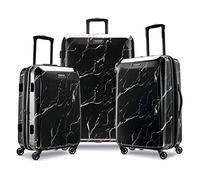 American Tourister - Valigia rigida espandibile con rotelle girevoli, Marmo nero, 3-Piece Set (21/24/28)