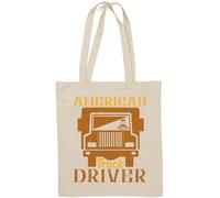 American Truck Driver Logo Delivery Car Supply Chain Cotone Naturale Tote Bag Bianco