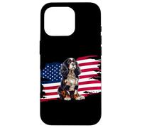 American USA Flag 4th July Patriotic Cavalier Spaniel Lover Custodia per iPhone 16 Pro