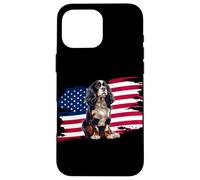 American USA Flag 4th July Patriotic Cavalier Spaniel Lover Custodia per iPhone 16 Pro Max
