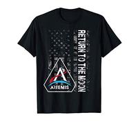 American USA Flag artemis Moon Program Logo Badge Maglietta