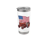 American USA Flag Tractor Farmer Bicchiere termico in acciaio inox doppia parete