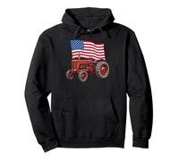 American USA Flag Tractor Farmer Felpa con Cappuccio