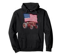 American USA Flag Tractor Farmer Felpa con Cappuccio