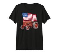 American USA Flag Tractor Farmer Maglietta Premium