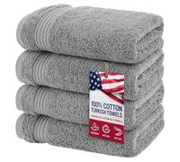 American Veteran Towel per il bagno, Set di asciugamani da 4 pezzi Clearance Prime, 16 "28" 100% cotone turco asciugamani per il viso, set da bagno di 4, asciugamani grigio chiaro