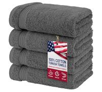 American Veteran Towel per il bagno, Set di asciugamani da 4 pezzi Clearance Prime, 16 "28" 100% cotone turco asciugamani per il viso, set da bagno di 4, asciugamani grigio scuro