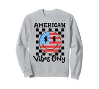 American Vibes Only Retro Groovy Smile Face USA 4 luglio Felpa