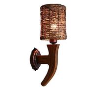 American Vintage Solid Wood Art Wall Lamp Creative Rattan Handmade Wall Light E27 Antique Personality Garden Wall Sconce Living Room Bedroom Bar Stairs Corridor Wall Spot