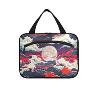 American Vintage Style Steam Wave Art Hanging Cosmetici Borse da Viaggio con gancio, Designer Compatto Kit da Barba Borse per gli Uomini per la mamma Crociere estuche de maquillaje para Mujer L