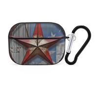 American Wastern Texas Star - Custodia protettiva per AirPods Pro con anello portachiavi, custodia protettiva rigida in policarbonato per AirPods Pro di seconda generazione, per donne e uomini, facile