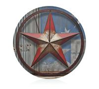 American Wastern Texas Star Tagliere rotondo, in vetro temperato, unico tagliere da cucina per pizza, verdura, frutta, formaggio e salumi