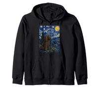 American Water Spaniel Cane Van Gogh Notte Stellata Felpa con Cappuccio