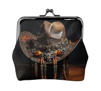 American West Rodeo Hat Print Change Purse portamonete da donna piccoli sacchetti con chiusura a bacio, per monete, carte, piccoli oggetti