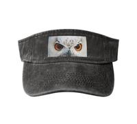American West Rodeo Hat Print Chic Cotton Washed Denim Cap con un bordo curvo per corsa e tennis, Occhi di gufo innevato, One Size-L