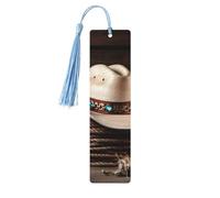 American West Rodeo Hat Segnalibri in legno per gli amanti dei libri, segnalibro fai da te fatto a mano con nappe colorate Marcatori di pagina stampati su entrambi i lati, accessori artistici per