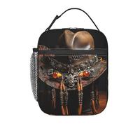 American West Rodeo Hat Stampa Portatile Lunch Tote Riutilizzabile Borsa Pasto Mantenere il cibo fresco Scuola Lavoro Viaggi Picnic