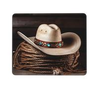 American West Rodeo Hat Tappetino per mouse quadrato con bordi cuciti, tappetino per mouse per computer con base antiscivolo, tappetino per mouse da gioco, grande, lavabile, per casa e ufficio, 17,8 x