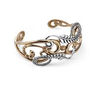 American West Sterling Silver Brass Swirl Leaf Cuff Bracelet- Small to Large - Couture Collection