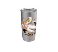 American White Pelican Sea Bird Birder Bicchiere termico in acciaio inox doppia parete