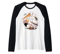 American White Pelican Sea Bird Birder Maglia con Maniche Raglan