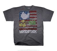 American Woodstock Classico Musica Rock Amore Pace Bandiera USA Uomo Tee Camicia