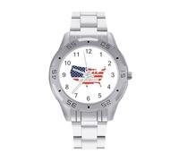 American Wrestling Flag Orologi da uomo in acciaio inox cinturino analogico al quarzo orologio da polso business, Stile:, regular, Bracciale