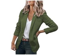 Americana Donna Estate, Giacca Estiva, Taglia Large, Elegante Guest Wild Party Fronte Aperto Blazer Retro Cocktail Festa Tinta Unita Comodi Ufficio Business Giacche, Verde militare, 4X-Large