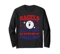 Americana New York Bagels Funny Breakfast Mascotte 50s Vintage Maglia a Manica