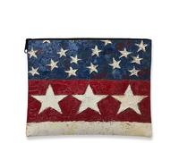 Americana Patriotic Rustic - Astuccio da viaggio per le donne con cerniera portatile, idea regalo per l'indipendenza, blu, 7x9 Inch, Stelle