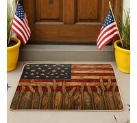 Americana Zerbino in grano, rustico, rosso, bianco e blu, per ingresso esterno e interno, decorazione per casa colonica, in gomma antiscivolo, facile da pulire, 73 x 43 cm
