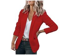 Americane Donna Taglia Grande, Giacca Estiva, Manica Lunga Casual Basic Classici Solido Stagionale Blazers Classico Design Festa Festival Tinta Unita Ospite Tuta Giacche, rosso, M