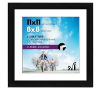 Americanflat 11x11 Picture Frame with Shatter-Resistant Glass - Use as 8x8 Frame with Mat or Display 11x11 Photo Without Mat - Signature Collection - Square Frames for Wall Display - Black