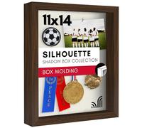 Americanflat 11x14 Shadow Box Frame in noce con retro in morbido lino, grande scatola ombra in legno composito con vetro lucido per parete e tavolo