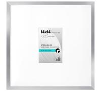 Americanflat 14x14 Picture Frame with Polished Plexiglass - Use as 4x6 Frame with Mat or Display 14x14 Photo Without Mat - Streamline Collection - Thin Border Square Frames for Wall Display - Silver