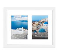 Americanflat 5x7 Double Picture Frame in White - Use as One 11x14 Picture Frame Without Mat or Two 5x7 Frames with Mat - Photo Frame with En