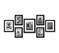 Americanflat 7 Pack Black Gallery Wall Frame Set - Includes One 11x14 Frame Two 8x10 Frames and Four 5x7 Frames - Picture Frames Collage W