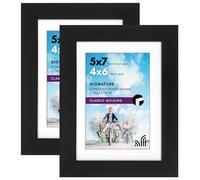 Americanflat 7x5 Photo Frames in Black - Set of 2 - Use as 6x4 Photo Frames with Mount or 7x5 Frame Without Mat - Horizontal and Vertical Formats for Wall and Tabletop - 17.78x12.7 cm