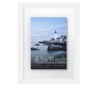 Americanflat 8.5x11 Floating Picture Frame in White - Use as 8.5x11 Frame 5x7 Floating Frame or 4x6 Floating Frame with Polished Glass and