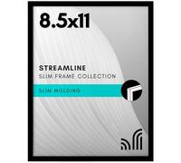 Americanflat 8.5x11 Picture Frame with Shatter-Resistant Glass - Streamline Collection - Thin Border Photo Frame for Tabletop and Wall Display - Hanging Hardware and Easel Stand Included - Black