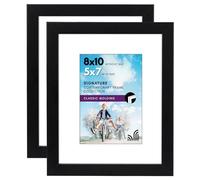 Americanflat 8x10 Photo Frames in Black - Set of 2 - Use as 5x7 Photo Frames with Mount or 8x10 Frames Without Mount - Horizontal and Vertical Formats for Wall and Tabletop - 20x25 cm