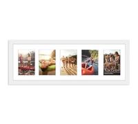 Americanflat Cornice 10x15 cm Bianco - Portafoto da Parete Multiplo da 20x61 cm con Passepartout per 5 Foto 10x15 cm - Cornice Foto Multiple con Vetro Infrangibile