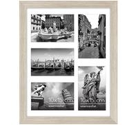 Americanflat Cornice 10x15 cm Effetto Legno di Mare - Portafoto da Parete Multiplo da 28x36 cm con Passepartout per 5 Foto 10x15 cm - Cornice Foto Multiple con Vetro Infrangibile