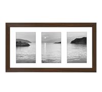 Americanflat Cornice 10x15 cm Effetto Legno di Noce - Portafoto da Parete Multiplo da 20x36 cm con Passepartout per 3 Foto 10x15 cm - Cornice Foto Multiple con Vetro Infrangibile