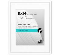 Americanflat Cornice 11x14 bianca. 8x10 con passepartout o 11x14 senza. Bordo sottile, vetro infrangibile. Presentazione verticale/orizzontale.