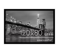 Americanflat Cornice 120x80 cm Nera - Cornice Foto 80x120 cm in Legno MDF con Pannello Protettivo in Plastica e Ganci Integrati