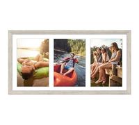 Americanflat Cornice 13x18 cm Effetto Legno di Mare - Portafoto da Parete Multiplo da 20x41 cm con Passepartout per 3 Foto 13x18 cm - Cornice Foto Multiple con Vetro Infrangibile