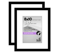 Americanflat Cornice 20x25 cm Nere - Set da 2 Cornici 13x18 cm con Passepartout o 25x20 cm Senza Passepartout - Portafoto con Pannello Protettivo in Plastica, Ganci e Cavalletto Integrati