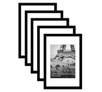 Americanflat Cornice 20x30 cm Nere - Set da 5 Cornici 15x20 cm con Passepartout o 30x20 cm Senza Passepartout - Portafoto con Pannello Protettivo in Plastica, Ganci e Cavalletto Integrati